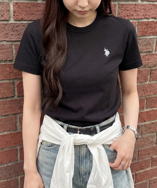 U.S. POLO ASSN.(ユーエスポロアッスン)の「【U.S. POLO ASSN.】限定商品 Beauty smooth Tee ビューティースムースTシャツ(Tシャツ/カットソー・レディース・ネイビー/ベージュ/ホワイト/レッド/ブラック/ネイビー系2/ピンク/サックスブルー/ボルドー/ライトカーキ/バーガンディー/ブラック系その他3/ネイビー系3/ブラウン・M/L)」の2枚目の写真