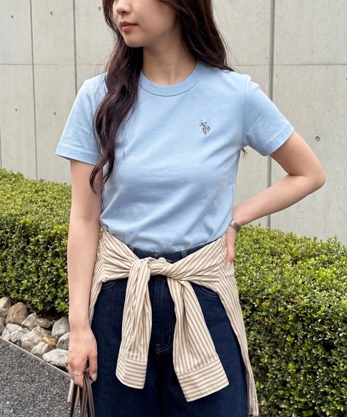 U.S. POLO ASSN.(ユーエスポロアッスン)の「【U.S. POLO ASSN.】限定商品 Beauty smooth Tee ビューティースムースTシャツ(Tシャツ/カットソー・レディース・ネイビー/ベージュ/ホワイト/レッド/ブラック/ネイビー系2/ピンク/サックスブルー/ボルドー/ライトカーキ/バーガンディー/ブラック系その他3/ネイビー系3/ブラウン・M/L)」の22枚目の写真