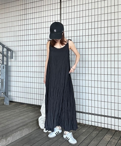 ISOOK（アイスー）の「【ISOOK / アイスー】ワッシャーフレアキャミワンピ / レイヤードワンピ キャミソールワンピース 低身長 ZOZOTOWN限定（ワンピース・レディース・ブラック/ホワイト・FREE）」の10枚目の写真