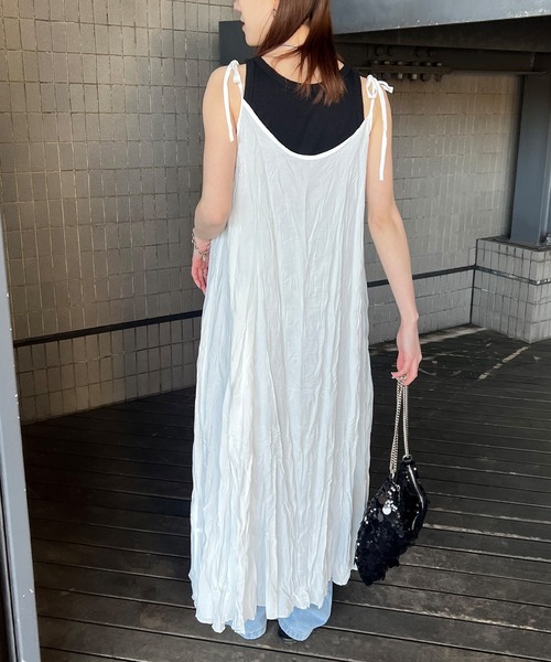 ISOOK（アイスー）の「【ISOOK / アイスー】ワッシャーフレアキャミワンピ / レイヤードワンピ キャミソールワンピース 低身長 ZOZOTOWN限定（ワンピース・レディース・ブラック/ホワイト・FREE）」の19枚目の写真