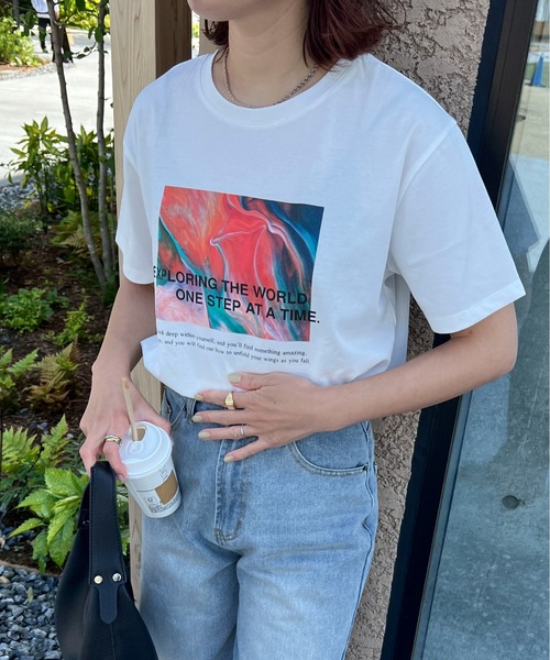 feepur（フェピュール）の「ニュアンスグラフィックTee（Tシャツ/カットソー・レディース・オフホワイト/ブラック・MEDIUM）」の16枚目の写真