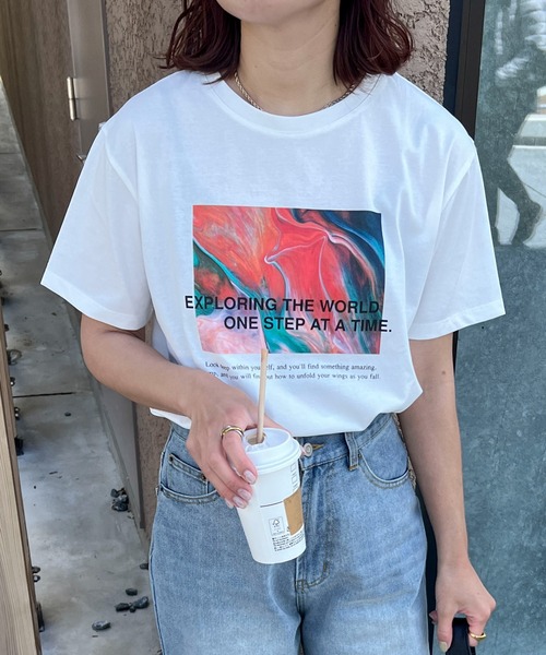 feepur（フェピュール）の「ニュアンスグラフィックTee（Tシャツ/カットソー・レディース・オフホワイト/ブラック・MEDIUM）」の17枚目の写真