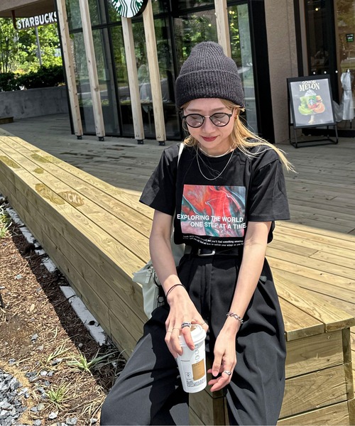 feepur（フェピュール）の「ニュアンスグラフィックTee（Tシャツ/カットソー・レディース・オフホワイト/ブラック・MEDIUM）」の8枚目の写真