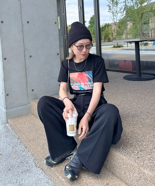 feepur（フェピュール）の「ニュアンスグラフィックTee（Tシャツ/カットソー・レディース・オフホワイト/ブラック・MEDIUM）」の4枚目の写真