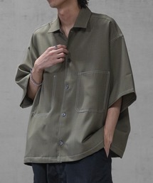 【i】ステッチング ルーズサイズ 半袖シャツ