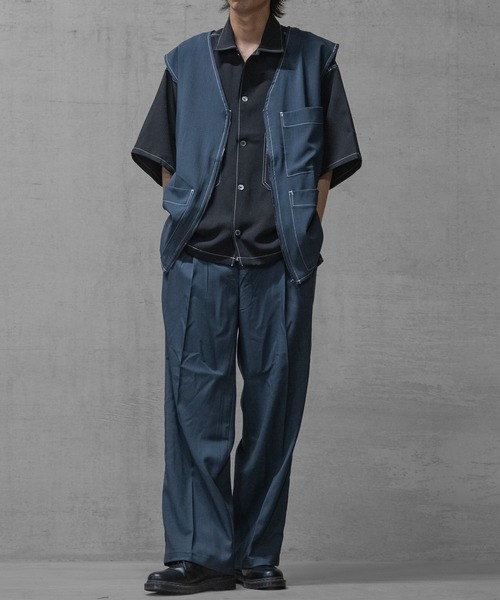 JOHN'S CLOSET（ジョンズクローゼット）の「【i】ステッチング ルーズサイズ 半袖シャツ（シャツ/ブラウス・メンズ・カーキ/ブラック/チャコールグレー・MEDIUM/LARGE/X-LARGE）」の10枚目の写真