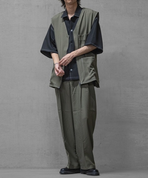 JOHN'S CLOSET（ジョンズクローゼット）の「【i】ステッチング ルーズサイズ 半袖シャツ（シャツ/ブラウス・メンズ・カーキ/ブラック/チャコールグレー・MEDIUM/LARGE/X-LARGE）」の11枚目の写真