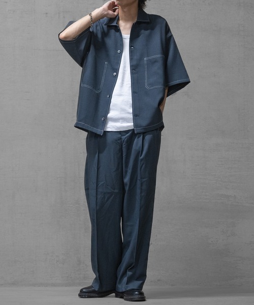 JOHN'S CLOSET（ジョンズクローゼット）の「【i】ステッチング ルーズサイズ 半袖シャツ（シャツ/ブラウス・メンズ・カーキ/ブラック/チャコールグレー・MEDIUM/LARGE/X-LARGE）」の16枚目の写真