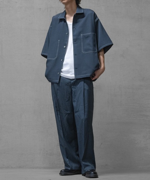 JOHN'S CLOSET（ジョンズクローゼット）の「【i】ステッチング ルーズサイズ 半袖シャツ（シャツ/ブラウス・メンズ・カーキ/ブラック/チャコールグレー・MEDIUM/LARGE/X-LARGE）」の17枚目の写真