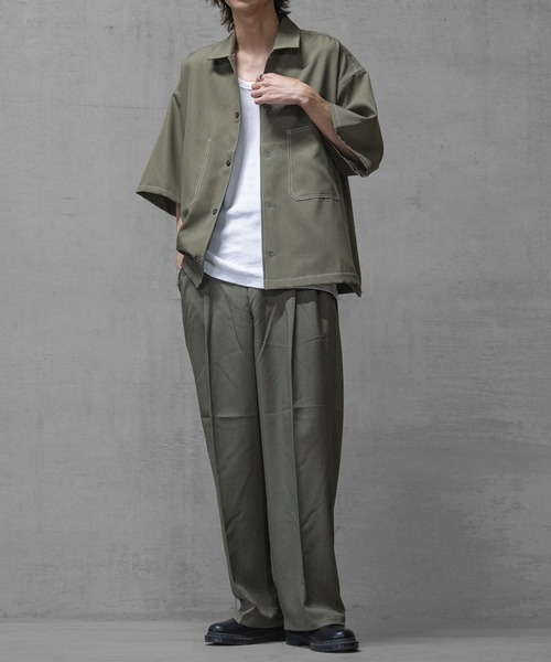 JOHN'S CLOSET（ジョンズクローゼット）の「【i】ステッチング ルーズサイズ 半袖シャツ（シャツ/ブラウス・メンズ・カーキ/ブラック/チャコールグレー・MEDIUM/LARGE/X-LARGE）」の21枚目の写真