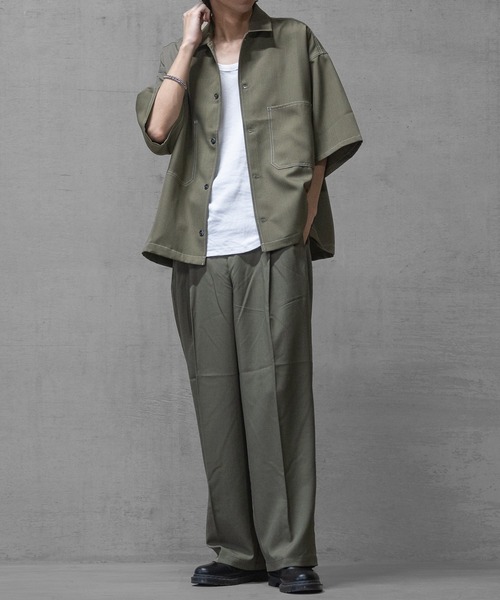 JOHN'S CLOSET（ジョンズクローゼット）の「【i】ステッチング ルーズサイズ 半袖シャツ（シャツ/ブラウス・メンズ・カーキ/ブラック/チャコールグレー・MEDIUM/LARGE/X-LARGE）」の22枚目の写真