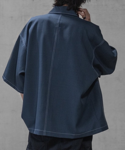 JOHN'S CLOSET（ジョンズクローゼット）の「【i】ステッチング ルーズサイズ 半袖シャツ（シャツ/ブラウス・メンズ・カーキ/ブラック/チャコールグレー・MEDIUM/LARGE/X-LARGE）」の15枚目の写真