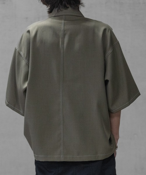 JOHN'S CLOSET（ジョンズクローゼット）の「【i】ステッチング ルーズサイズ 半袖シャツ（シャツ/ブラウス・メンズ・カーキ/ブラック/チャコールグレー・MEDIUM/LARGE/X-LARGE）」の20枚目の写真
