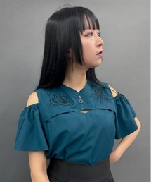 axes femme POETIQUE | ダークマリン刺繍肩あきブラウス(シャツ/ブラウス)