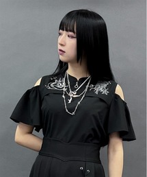 axes femme POETIQUE | ダークマリン刺繍肩あきブラウス(シャツ/ブラウス)