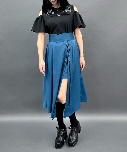 axes femme POETIQUE（アクシーズファムポエティック）の「ダークマリン刺繍肩あきブラウス（シャツ/ブラウス・レディース・ホワイト/ブルーグリーン/ブラック・MEDIUM）」の16枚目の写真