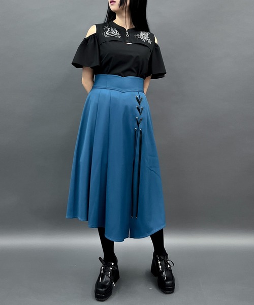 axes femme POETIQUE（アクシーズファムポエティック）の「ダークマリン刺繍肩あきブラウス（シャツ/ブラウス・レディース・ホワイト/ブルーグリーン/ブラック・MEDIUM）」の14枚目の写真