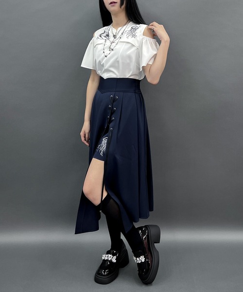 axes femme ポエティック ダークマリンスリットスカート 黒 ダークマリンスリットスカート[品番：IGAW0005034]｜axes femme