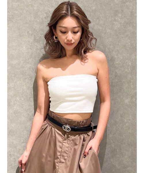 GYDA(ジェイダ)の「BASICベアビスチェ(チューブトップ・レディース・オフホワイト/ブラック・FREE)」の2枚目の写真