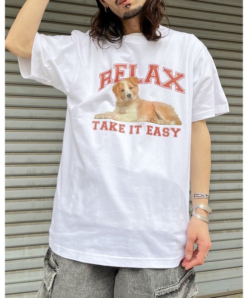 spiritoso(スピリトーゾ)の「RELAX シートプリントTシャツ(Tシャツ/カットソー・レディース・アイボリー/ブラック/ホワイト・LARGE/MEDIUM)」の7枚目の写真