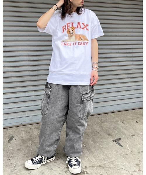 spiritoso(スピリトーゾ)の「RELAX シートプリントTシャツ(Tシャツ/カットソー・レディース・アイボリー/ブラック/ホワイト・LARGE/MEDIUM)」の9枚目の写真