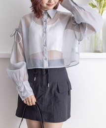 clear | リボン付きショート丈シアーシャツ≪2024SS新作≫(シャツ/ブラウス)
