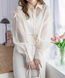 clear | リボン付きショート丈シアーシャツ≪2024SS新作≫(シャツ/ブラウス)