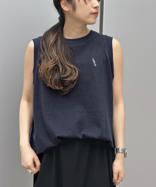 AMERICANA(アメリカーナ)の「【AMERICANA/アメリカーナ】別注 ワンポイント刺繍タンクトップ(Tシャツ/カットソー・レディース・ネイビー・FREE)」の6枚目の写真