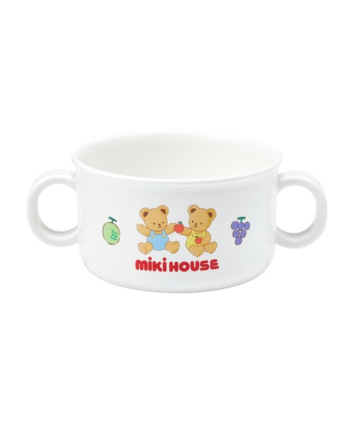 MIKI HOUSE(ミキハウス)の「ベアとフルーツ柄のスープマグ(マグ/哺乳瓶/お食事グッズ・キッズ・ホワイト・ONE SIZE)」の1枚目の写真