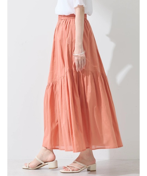 earth music&ecology（アースミュージックアンドエコロジー）の「コットンボイルランダム切替フレアスカート（スカート・レディース・ブラウン/オレンジ/パープル/ブラック/アイボリー・FREE）」の8枚目の写真