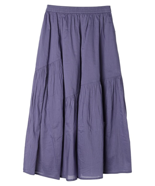 earth music&ecology（アースミュージックアンドエコロジー）の「コットンボイルランダム切替フレアスカート（スカート・レディース・ブラウン/オレンジ/パープル/ブラック/アイボリー・FREE）」の15枚目の写真