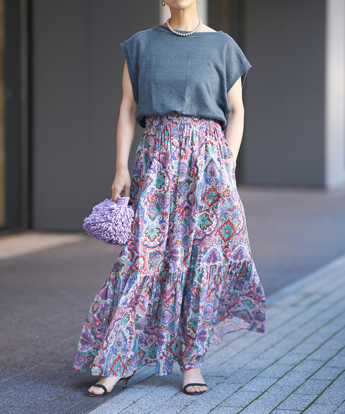 IENA LA BOUCLE(イエナラブークル)の「IENA LA BOUCLE DEVEAUX 更紗スカート(スカート・レディース・ブルー系その他・38/36)」の21枚目の写真