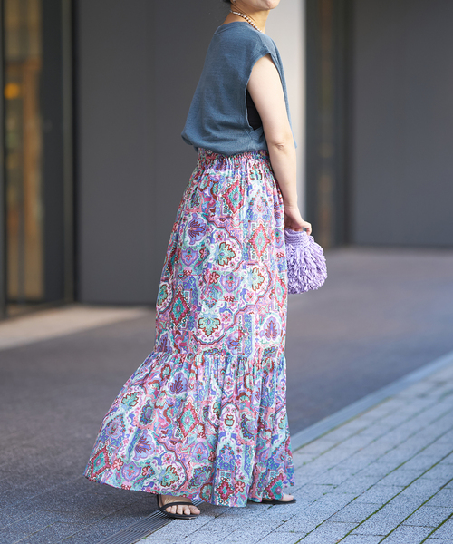 IENA LA BOUCLE(イエナラブークル)の「IENA LA BOUCLE DEVEAUX 更紗スカート(スカート・レディース・ブルー系その他・38/36)」の18枚目の写真