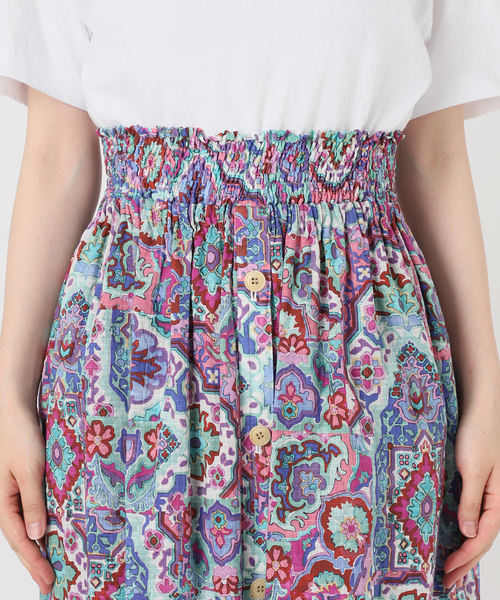 美品　IENA LA BOUCLE モールドット 前開きスカート　40 IENA LA BOUCLE モールドット ジャガードタックスカート