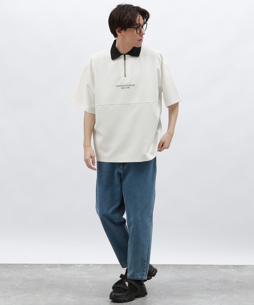 LAKOLE（ラコレ）の「襟付きハーフZIP半袖プルオーバー / 129663