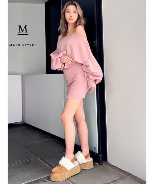 GYDA（ジェイダ）の「GYGYドッキングオフショルスウェットワンピース（ワンピース・レディース・ピンク/ブラック/グレー・FREE）」の9枚目の写真