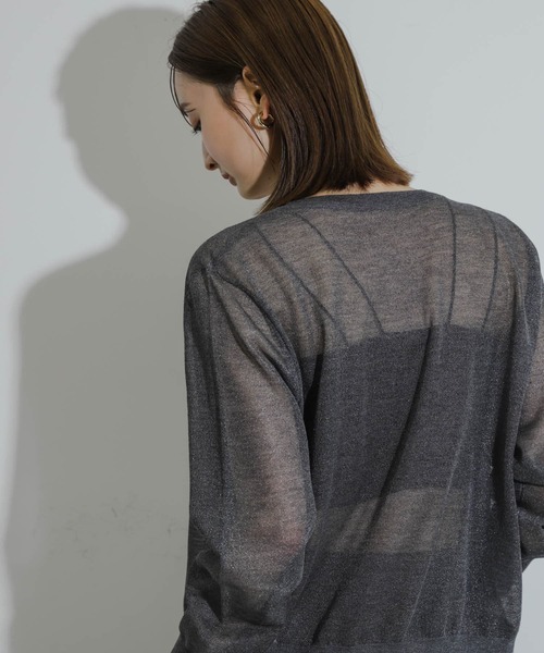 SENSE OF PLACE by URBAN RESEARCH（センスオブプレイスバイアーバンリサーチ）の「シアーメランジラメカーディガン（カーディガン/ボレロ・レディース・オレンジ/イエロー/チャコールグレー・ONE）」の4枚目の写真