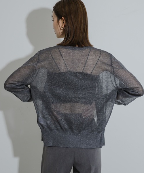 SENSE OF PLACE by URBAN RESEARCH（センスオブプレイスバイアーバンリサーチ）の「シアーメランジラメカーディガン（カーディガン/ボレロ・レディース・オレンジ/イエロー/チャコールグレー・ONE）」の7枚目の写真