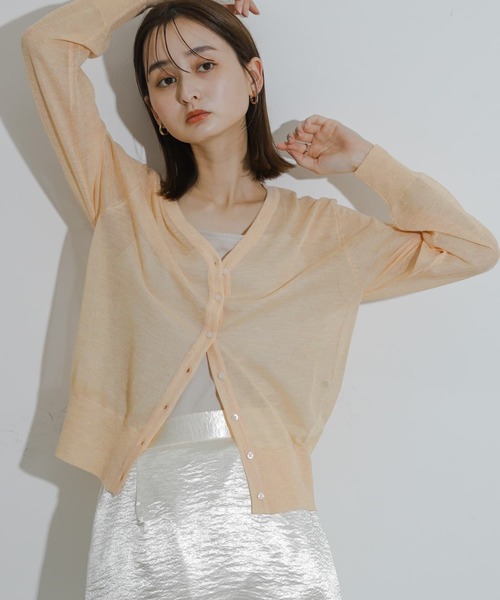 SENSE OF PLACE by URBAN RESEARCH（センスオブプレイスバイアーバンリサーチ）の「シアーメランジラメカーディガン（カーディガン/ボレロ・レディース・オレンジ/イエロー/チャコールグレー・ONE）」の10枚目の写真