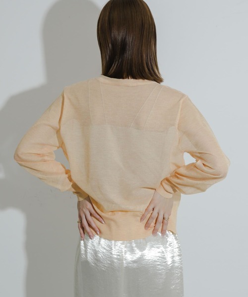 SENSE OF PLACE by URBAN RESEARCH（センスオブプレイスバイアーバンリサーチ）の「シアーメランジラメカーディガン（カーディガン/ボレロ・レディース・オレンジ/イエロー/チャコールグレー・ONE）」の12枚目の写真