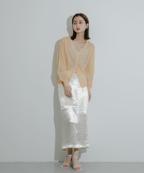 SENSE OF PLACE by URBAN RESEARCH（センスオブプレイスバイアーバンリサーチ）の「シアーメランジラメカーディガン（カーディガン/ボレロ・レディース・オレンジ/イエロー/チャコールグレー・ONE）」の13枚目の写真