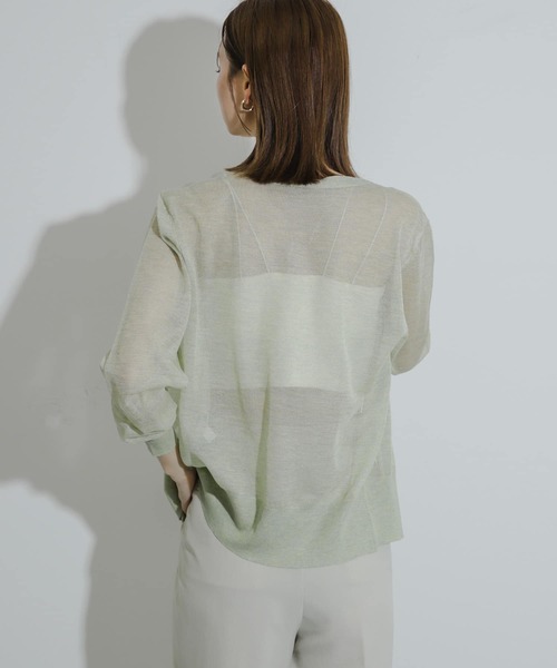 SENSE OF PLACE by URBAN RESEARCH（センスオブプレイスバイアーバンリサーチ）の「シアーメランジラメカーディガン（カーディガン/ボレロ・レディース・オレンジ/イエロー/チャコールグレー・ONE）」の16枚目の写真