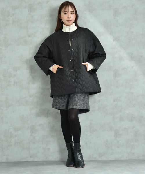 actuel（アクチュエル）の「【ａｃｔｕｅｌ】キルトショートコート（その他アウター・レディース・ブラック/ナチュラル・FREE）」の4枚目の写真