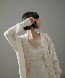 SALON adam et rope'（サロン アダム エ ロペ）の「リブVネックカーディガン-CreamyCotton /クリーミーコットン-（カーディガン/ボレロ・レディース）」
