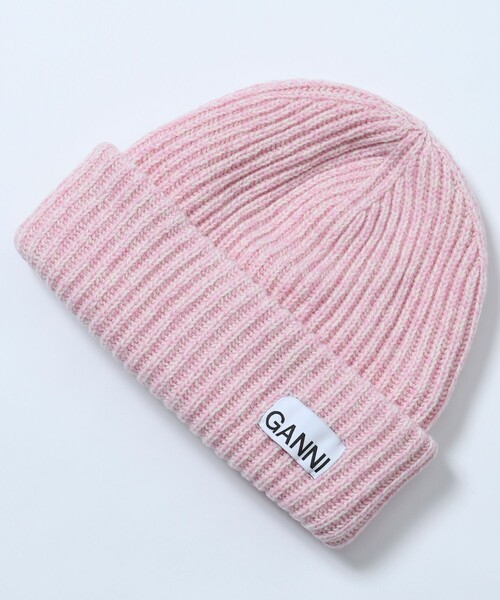 GANNI（ガニー）の「GANNI/ガニー RIB KNIT BEANIE / A4429 / リブニットビーニー（ニットキャップ/ビーニー・レディース・ベージュ/ブラック/グレー/ピンク・ONE SIZE）」の4枚目の写真