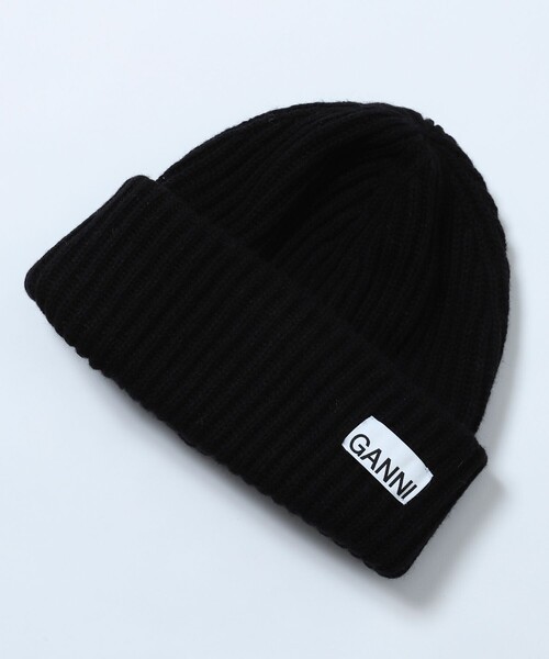 GANNI（ガニー）の「GANNI/ガニー RIB KNIT BEANIE / A4429 / リブニットビーニー（ニットキャップ/ビーニー・レディース・ベージュ/ブラック/グレー/ピンク・ONE SIZE）」の2枚目の写真