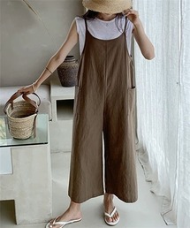 ゆったりサイズ　サロペットワイドパンツ