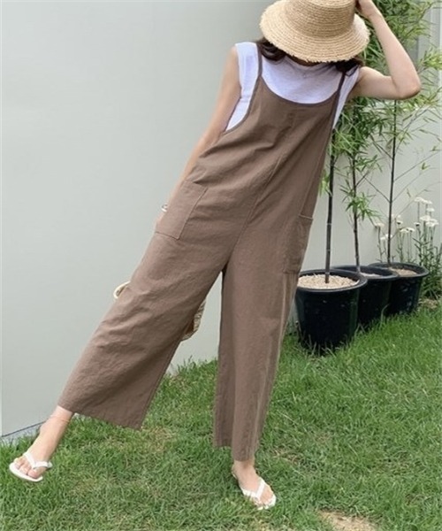FREE STYLISTS(フリー スタイリスト)の「ゆったりサイズ サロペットワイドパンツ(サロペット/オーバーオール・レディース・ブラウン/ブラック・FREE)」の13枚目の写真