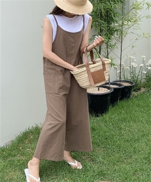 FREE STYLISTS(フリー スタイリスト)の「ゆったりサイズ サロペットワイドパンツ(サロペット/オーバーオール・レディース・ブラウン/ブラック・FREE)」の16枚目の写真