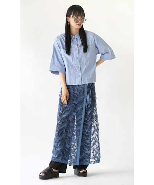 MIMIMEMETE（ミミメメット）の「シアージャガード ラップスカート（スカート・レディース・ブルー/ブラック・M）」の3枚目の写真